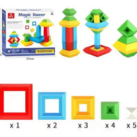 HKM-739795 Montessori Sensory Stacking Building Block Set - Eco-Friendly Educational Pyramid Toy