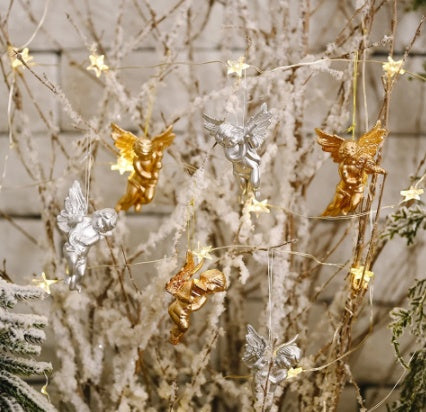 HKM-740243 Gold and Silver Angel Plastic Pendants for Christmas Ornaments