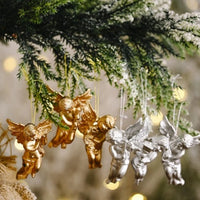 HKM-740243 Gold and Silver Angel Plastic Pendants for Christmas Ornaments