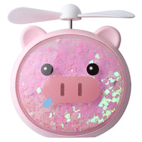 HKM-740307 Cartoon USB Handheld Fan with Night Light and Plastic Blades