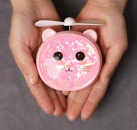 HKM-740307 Cartoon USB Handheld Fan with Night Light and Plastic Blades