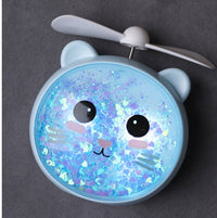 HKM-740307 Cartoon USB Handheld Fan with Night Light and Plastic Blades