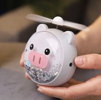 HKM-740307 Cartoon USB Handheld Fan with Night Light and Plastic Blades