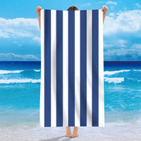 HKM-740371 Personalized Microfiber Beach Bath Towel with Striped Patterns in Various Colors