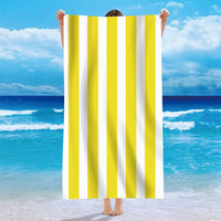 HKM-740371 Personalized Microfiber Beach Bath Towel with Striped Patterns in Various Colors