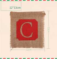 HKM-740563 Christmas Burlap Banner Decoration with 14 Flags - Festive Sackcloth Design