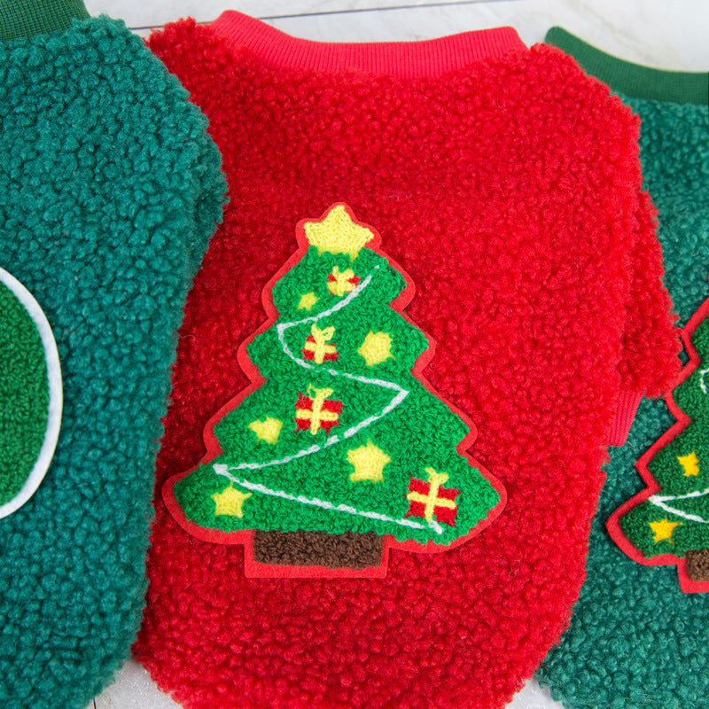 HKM-740563 Winter Fleece Clothing for Small Dogs - Casual Style in Christmas Tree and Santa Designs