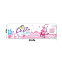 HKM-740755 Baby Doll Stroller Cart for Girls - Soft White Tube Design, Suitable for Ages 2-7