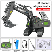 HKM-740947 1/20 Scale Alloy RC Excavator Model with 30m Remote Range, 360° Rotation and Obstacle Avoidance