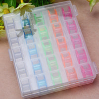 HKM-740947 Colorful Plastic Sewing Machine Bobbins - 25 Empty Bobbins in Storage Box