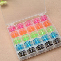 HKM-740947 Colorful Plastic Sewing Machine Bobbins - 25 Empty Bobbins in Storage Box