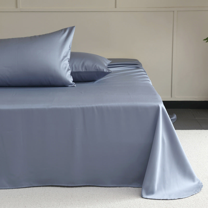 HKM-740947 Light Gray Soft Tencel Single Bed Quilt Sheet with Pillowcases - Modern Simple Design