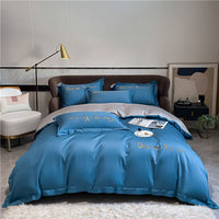 HKM-740947 Washed Silk Four-Piece Bedding Set in Solid Color - Quilt Cover, Bed Sheets, Pillowcases