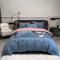HKM-740947 Washed Silk Four-Piece Bedding Set in Solid Color - Quilt Cover, Bed Sheets, Pillowcases