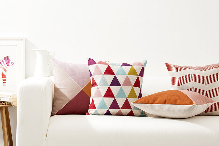 HKM-741075 Geometric Cotton and Linen Pillowcase - Modern 45x45 Cushion Cover