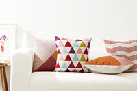 HKM-741075 Geometric Cotton and Linen Pillowcase - Modern 45x45 Cushion Cover