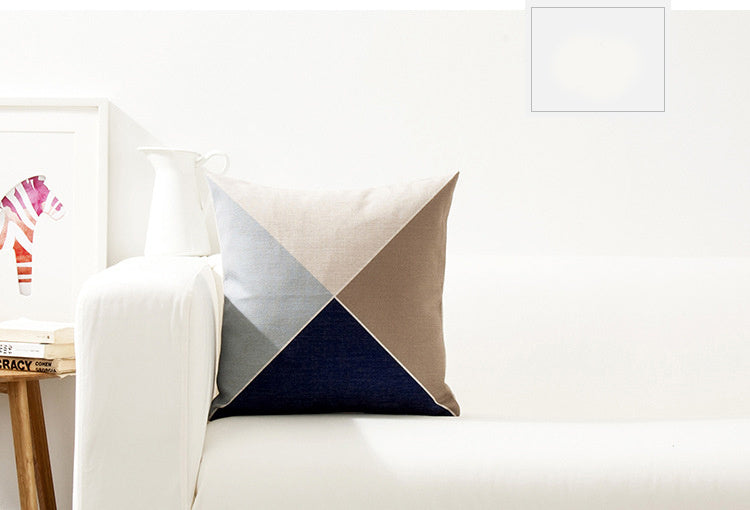 HKM-741075 Geometric Cotton and Linen Pillowcase - Modern 45x45 Cushion Cover