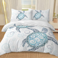HKM-741267 Aqua Teal Blue Sea Turtle Microfiber Duvet Cover Set with Pillow Shams, Available in Twin, Full, Queen, King Sizes
