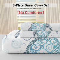 HKM-741267 Aqua Teal Blue Sea Turtle Microfiber Duvet Cover Set with Pillow Shams, Available in Twin, Full, Queen, King Sizes