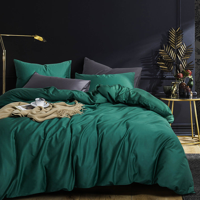 HKM-741267 Long-Staple Cotton 4-Piece Hotel Bedding Set in Solid Colors for 2m Beds