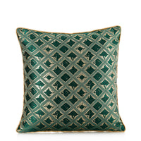HKM-741331 Satin Jacquard Dark Green Geometric Abstract Pillowcase for Living Room and Bedroom Decor