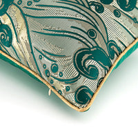 HKM-741331 Satin Jacquard Dark Green Geometric Abstract Pillowcase for Living Room and Bedroom Decor