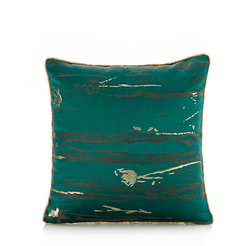 HKM-741331 Satin Jacquard Dark Green Geometric Abstract Pillowcase for Living Room and Bedroom Decor
