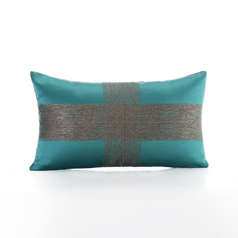 HKM-741331 Satin Jacquard Dark Green Geometric Abstract Pillowcase for Living Room and Bedroom Decor