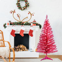 HKM-741395 4 Ft Red Artificial Christmas Tree with 50 Lights and 112 Branch Tips for Festive Decor