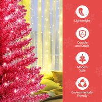 HKM-741395 4 Ft Red Artificial Christmas Tree with 50 Lights and 112 Branch Tips for Festive Decor