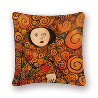 HKM-741651 Digital Printing Linen Pillowcase with Creative Patterns and High-Quality Zipper