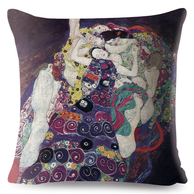 HKM-741651 Digital Printing Linen Pillowcase with Creative Patterns and High-Quality Zipper