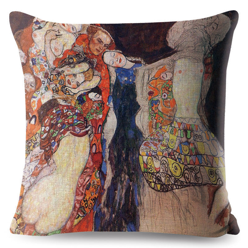 HKM-741651 Digital Printing Linen Pillowcase with Creative Patterns and High-Quality Zipper