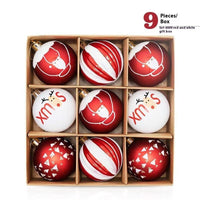 HKM-741715 Hand-Drawn Christmas Ball Set - 9 Plastic Ornaments for Tree & Party Decor