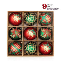HKM-741715 Hand-Drawn Christmas Ball Set - 9 Plastic Ornaments for Tree & Party Decor