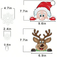 HKM-741907 Christmas Window Clings Set - Santa Claus and Snowflake Static Decorations for Holiday Cheer