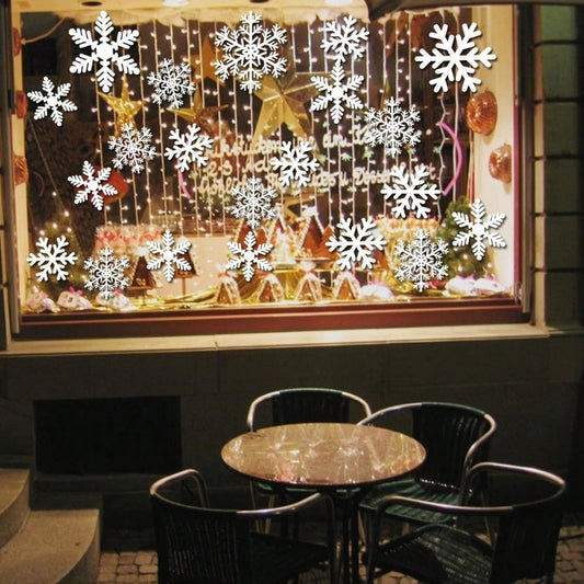 HKM-741907 Christmas Window Clings Set - Santa Claus and Snowflake Static Decorations for Holiday Cheer