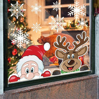 HKM-741907 Christmas Window Clings Set - Santa Claus and Snowflake Static Decorations for Holiday Cheer