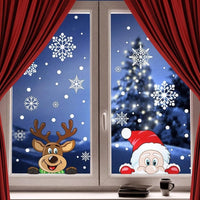HKM-741907 Christmas Window Clings Set - Santa Claus and Snowflake Static Decorations for Holiday Cheer