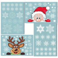 HKM-741907 Christmas Window Clings Set - Santa Claus and Snowflake Static Decorations for Holiday Cheer