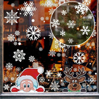 HKM-741907 Christmas Window Clings Set - Santa Claus and Snowflake Static Decorations for Holiday Cheer