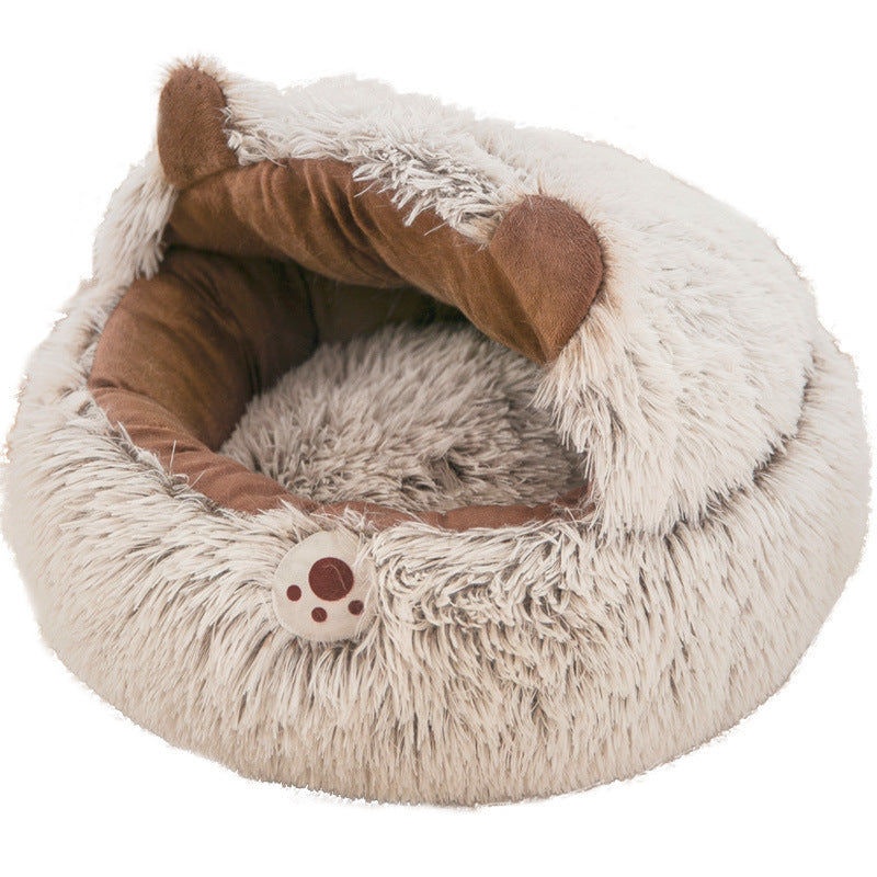 HKM-741907 Cozy Cotton Cat Nest - Enclosed Design for Multi-Pet Families, Various Sizes Available