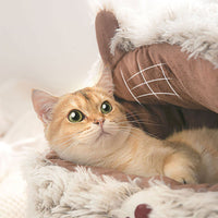 HKM-741907 Cozy Cotton Cat Nest - Enclosed Design for Multi-Pet Families, Various Sizes Available