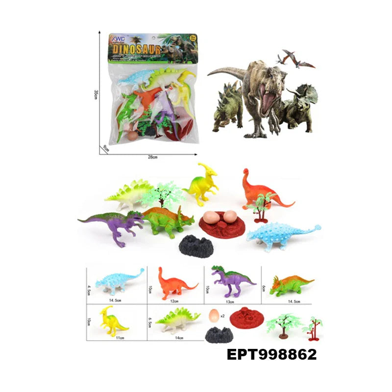 HKM-741907 Dinosaur Figure Play Set for Toddlers - 3-Piece Interactive Toy Set