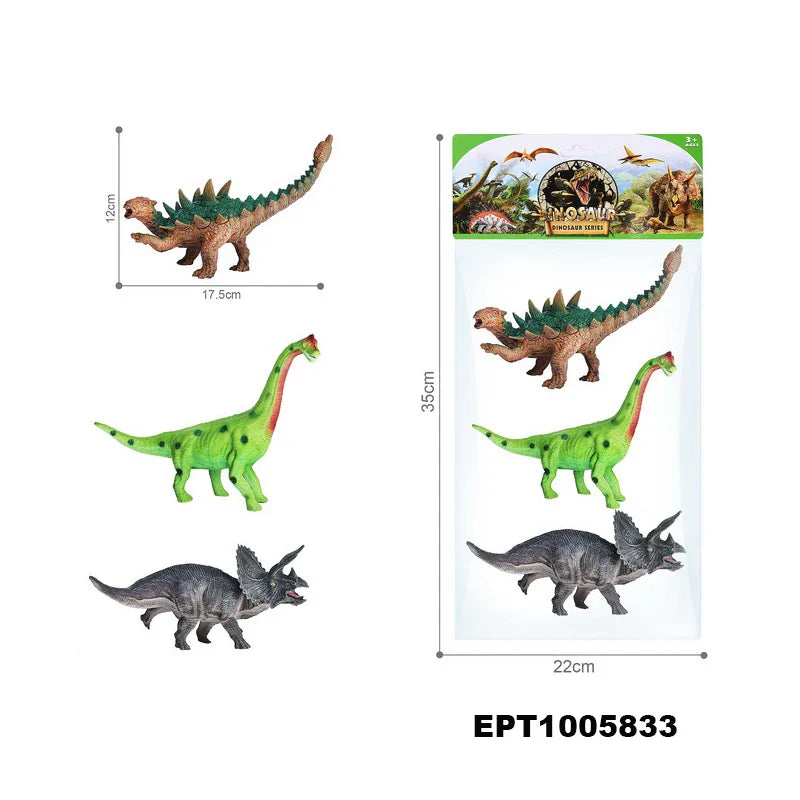 HKM-741907 Dinosaur Figure Play Set for Toddlers - 3-Piece Interactive Toy Set