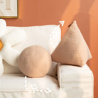 HKM-742099 Nordic Style Triangle White Ball Plush Pillow Cushion for Bedside and Sofa Decor