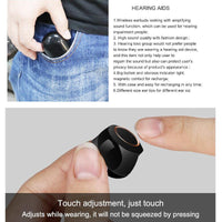 HKM-742163 Bluetooth Hearing Aid for Elderly, Sound Amplifier with Touch Volume Control, Type-C Charging Case, Lightweight Ear Canal Design