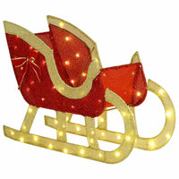 HKM-742227 Warm White LED Reindeer Sleigh Decoration for Festive Holiday Display, 70 x 26 x 128.5 cm, Easy Assembly