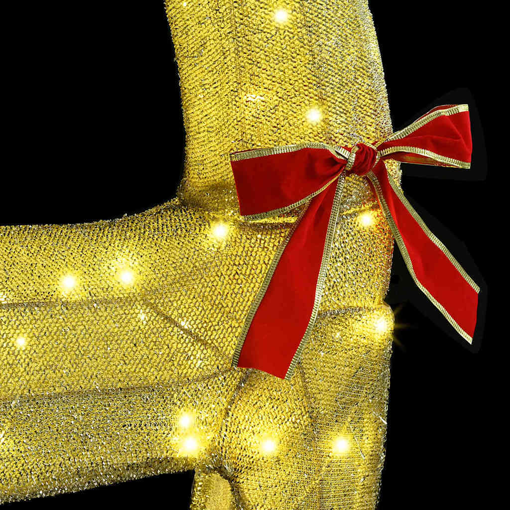 HKM-742227 Warm White LED Reindeer Sleigh Decoration for Festive Holiday Display, 70 x 26 x 128.5 cm, Easy Assembly