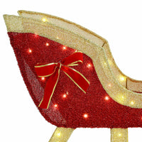 HKM-742227 Warm White LED Reindeer Sleigh Decoration for Festive Holiday Display, 70 x 26 x 128.5 cm, Easy Assembly